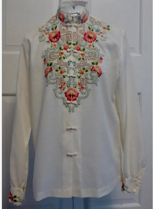 Vintage Lily embroidered Long Sleeve Blouse M