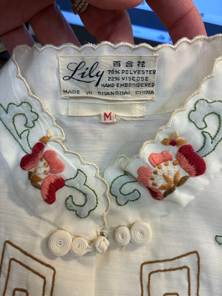 Vintage Lily embroidered Long Sleeve Blouse M