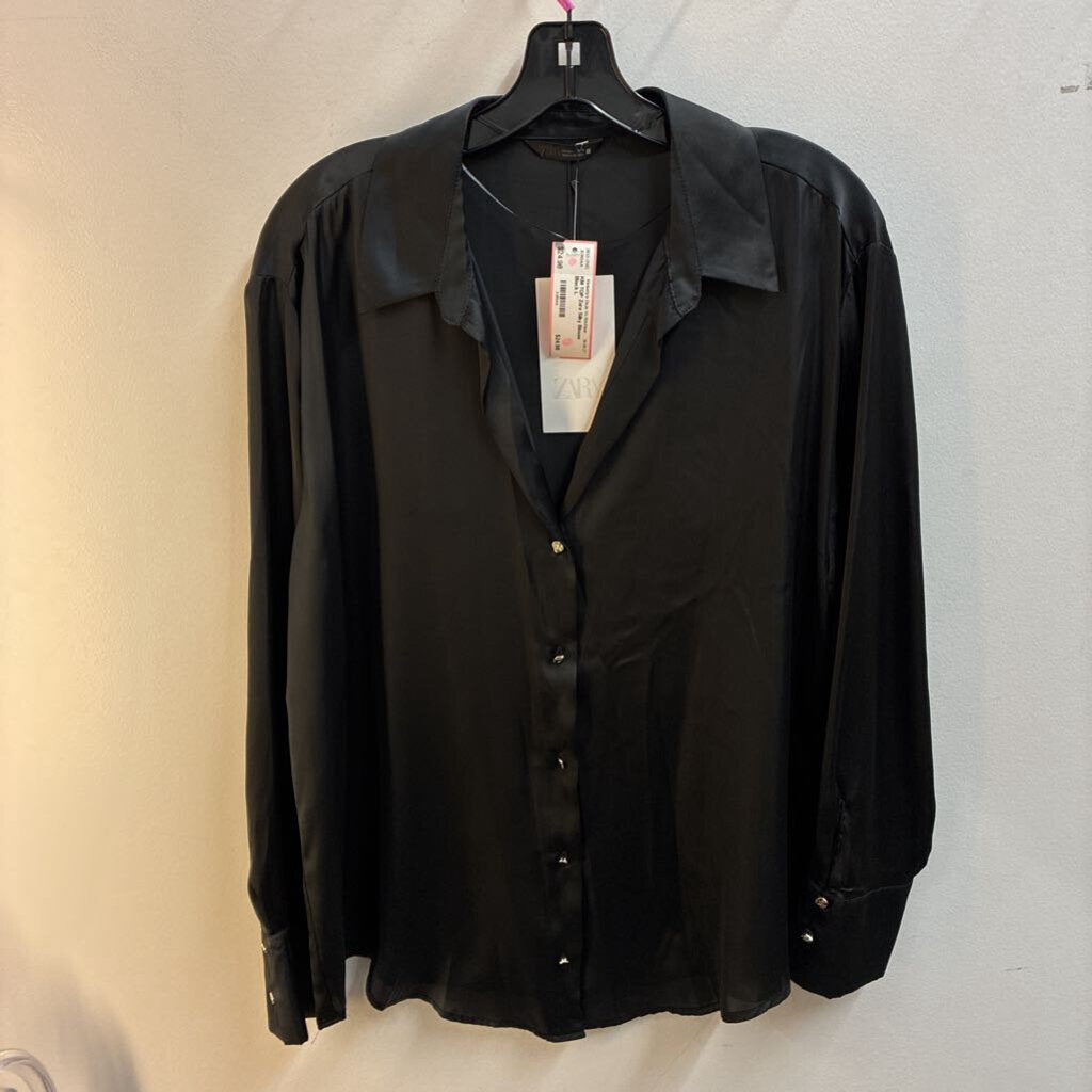 zara brand new silky blouse sheer with cute buttons size large