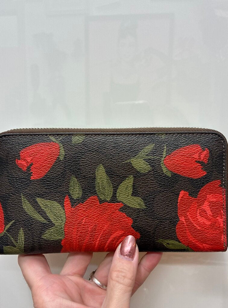 Coach Monogram Rose Floral Wallet