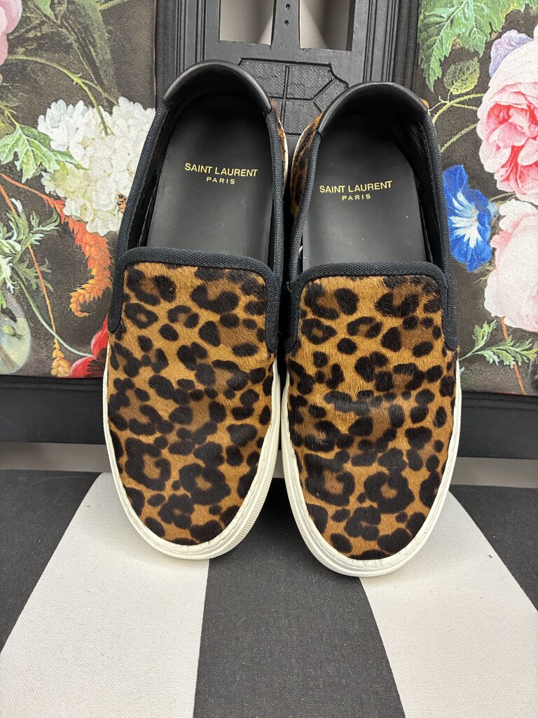 Saint Laurent Venice Leopard Print Slip On Sneakers 37.5