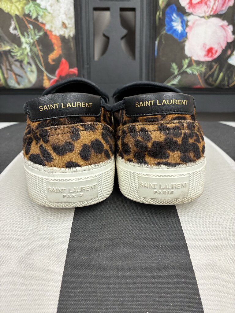 Saint Laurent Venice Leopard Print Slip On Sneakers 37.5