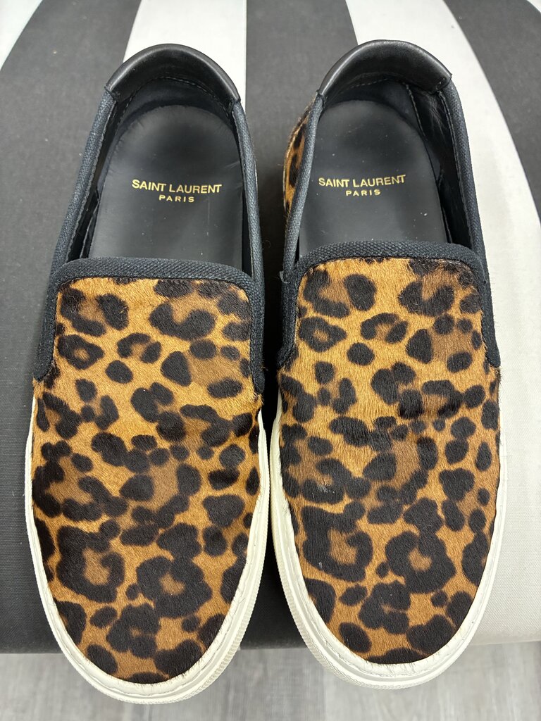 Saint Laurent Venice Leopard Print Slip On Sneakers 37.5