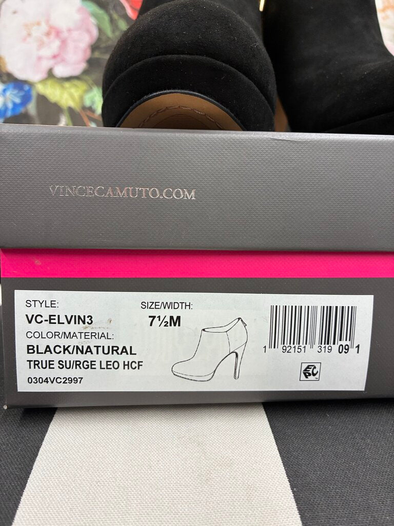 Vince Camuto Real Fur Leopord Heel Booties 38/7.5