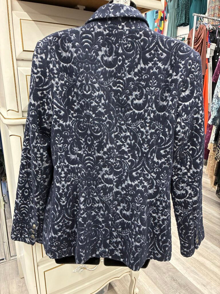 Cabi One Button Jacquard Paisley Print Blazer 6