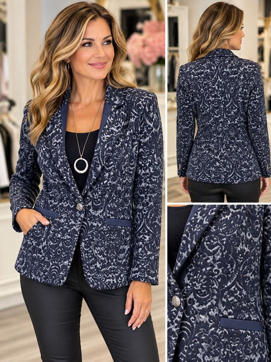 Cabi One Button Jacquard Paisley Print Blazer 6