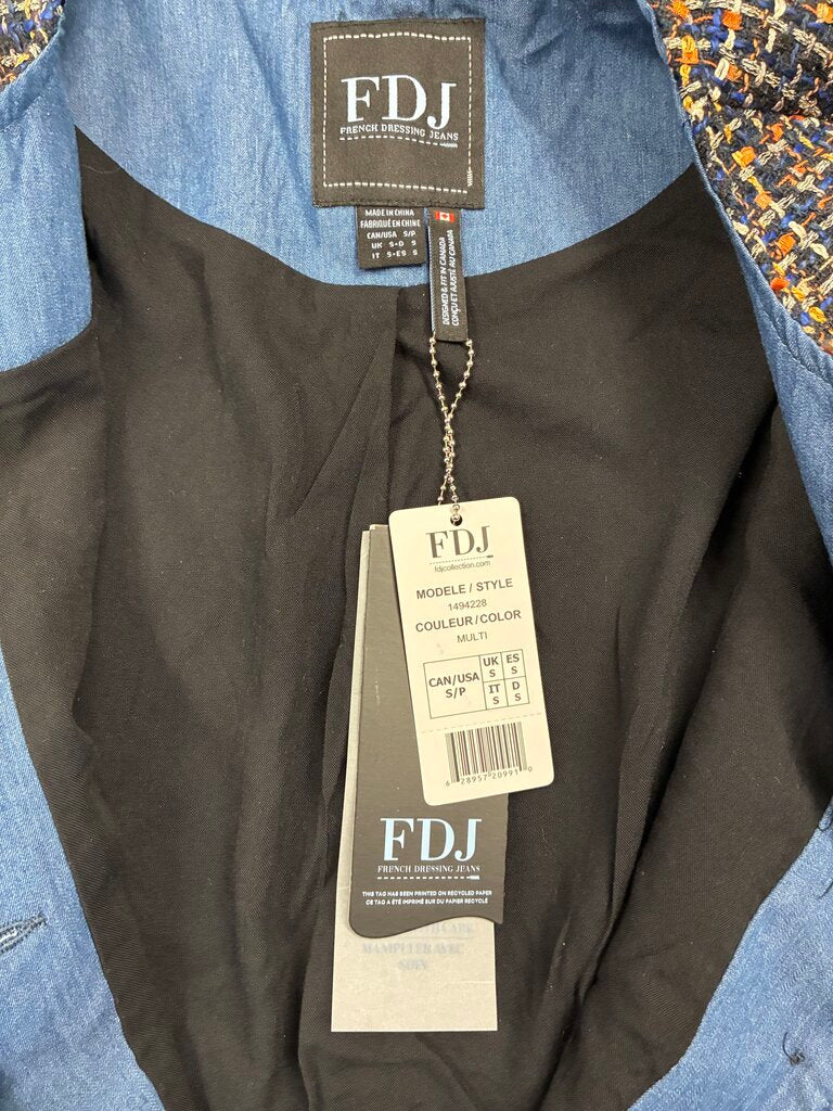 French Dressing Jeans FDJ Collarless Jacket Size S
