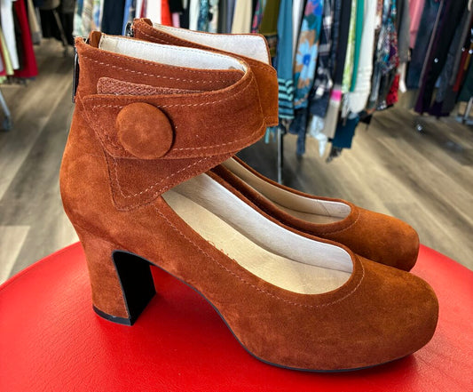 Sacha London Suede Velcro Ankle Strap Heels 7