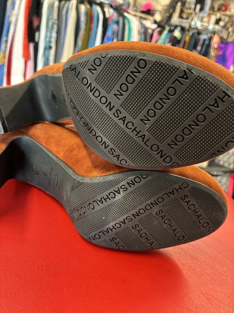 Sacha London Suede Velcro Ankle Strap Heels 7