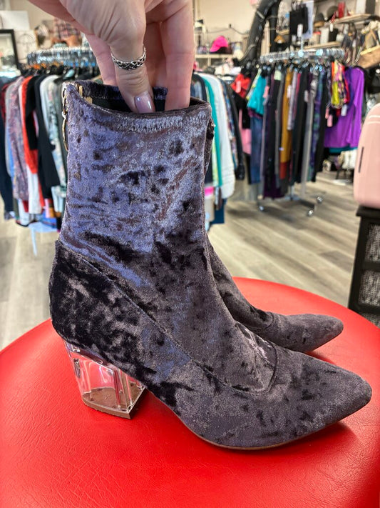 Design Lab Clear Heel Velvet Boots 6.5