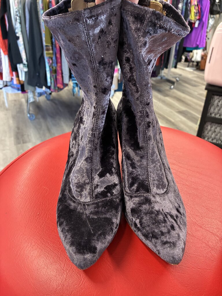 Design Lab Clear Heel Velvet Boots 6.5