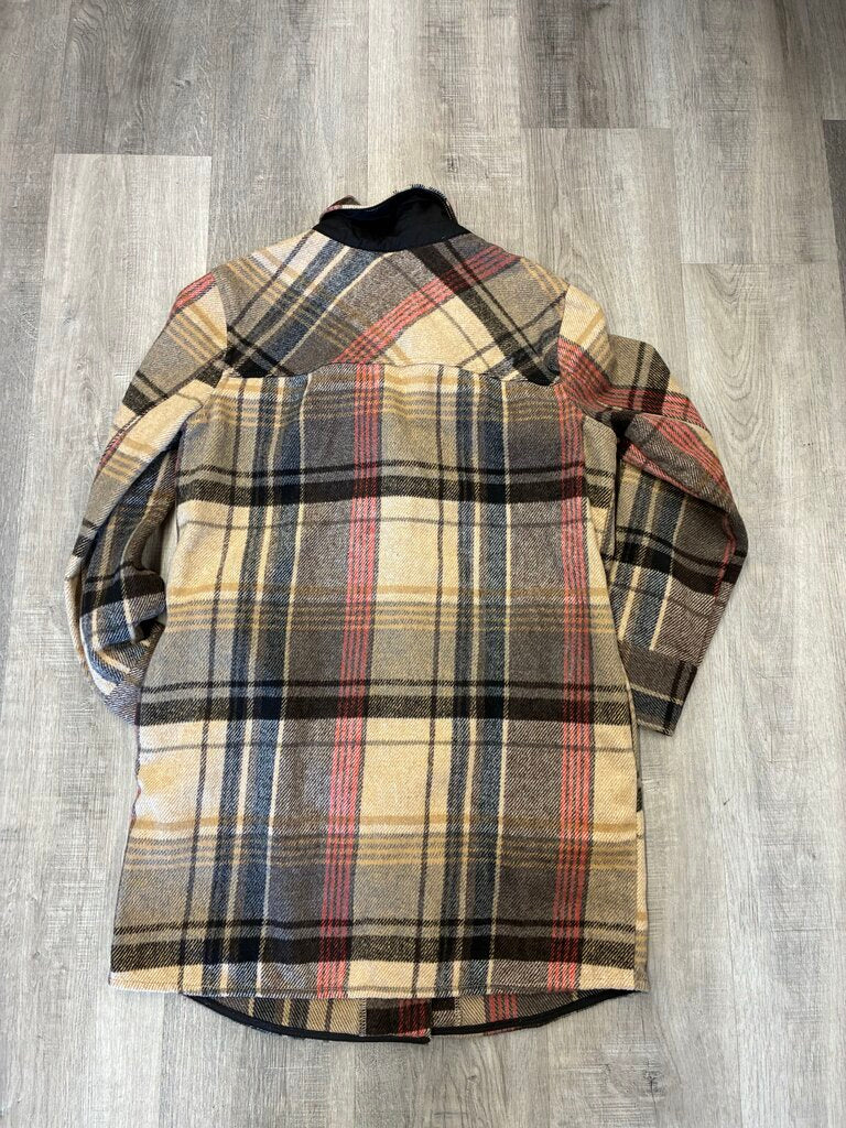 Tribal Jeans Plaid 3/4 Plaid Shacket Size s