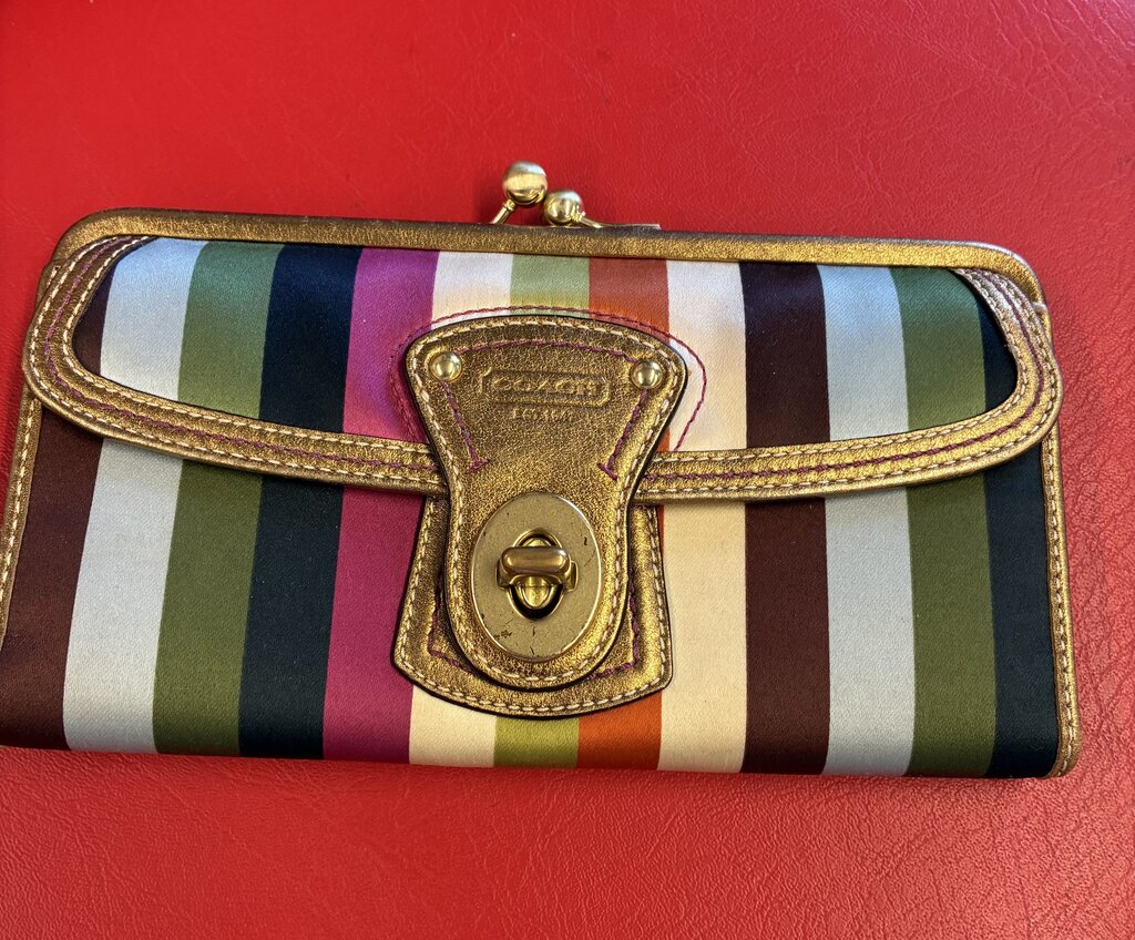 Coach Legacy Multi Colour Satin Stripe Slim Envelope Wallet