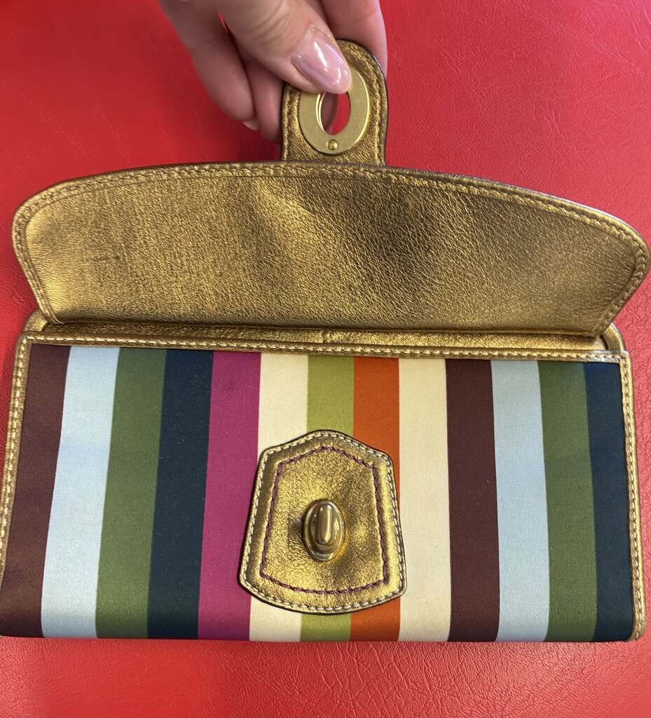 Coach Legacy Multi Colour Satin Stripe Slim Envelope Wallet